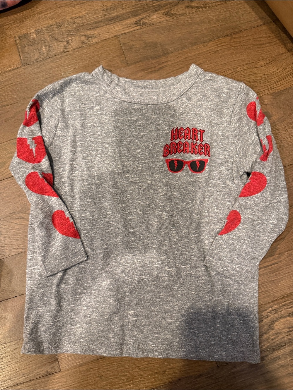 Chaser Kids Gray Long Sleeve 'Heart Breaker' Tee with Red Hearts